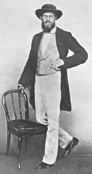 Wallace aged 39 in Singapore in February 1862, just before he returned to Britain. From Marchant (1916).